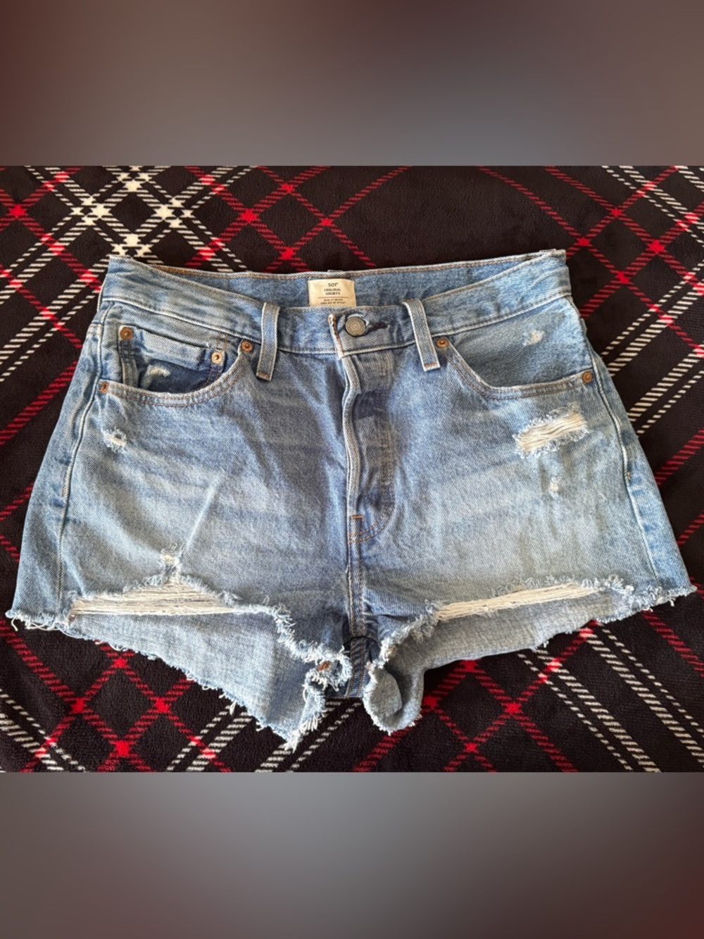 Levi's Light Denim Distressed 501 Shorts